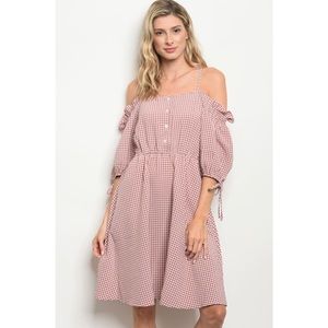 'Born In the Country' Off Shoulder Plaid Dress